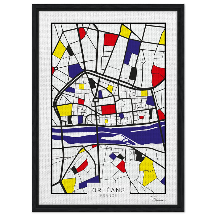 Toile encadrée de Orléans style Mondrian avec cadre - Art mural Plandrian