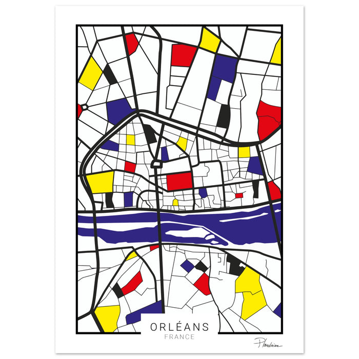 Poster de Orléans style Mondrian - Affiche décorative Plandrian