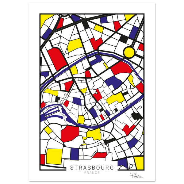 Poster de Strasbourg style Mondrian - Affiche décorative Plandrian