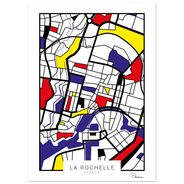 Poster de La Rochelle style Mondrian - Affiche décorative Plandrian