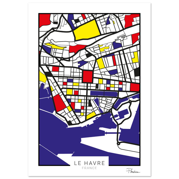 Poster de Le Havre style Mondrian - Affiche décorative Plandrian