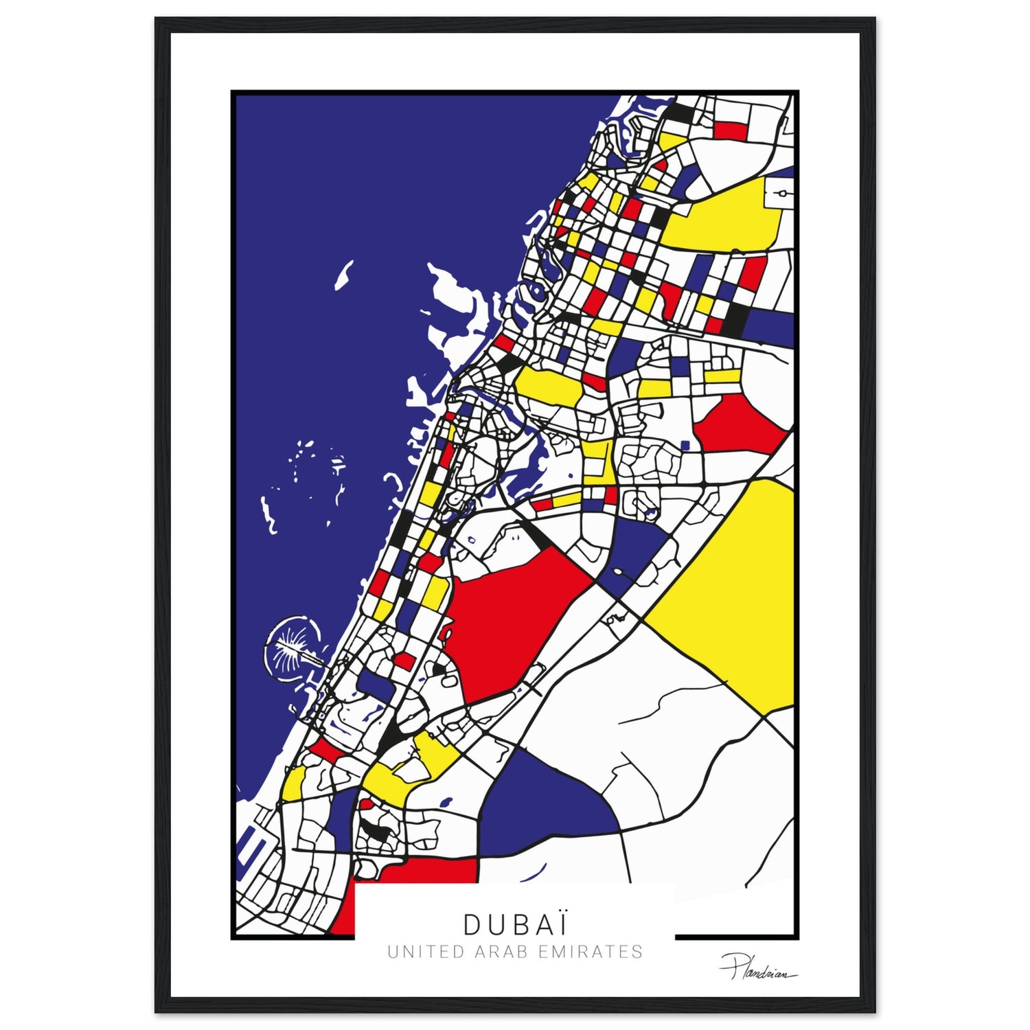 Poster de - Framed Artwork in Mondrian Style style Mondrian - Affiche décorative Plandrian