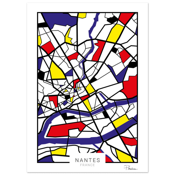 Poster de Nantes style Mondrian - Affiche décorative Plandrian