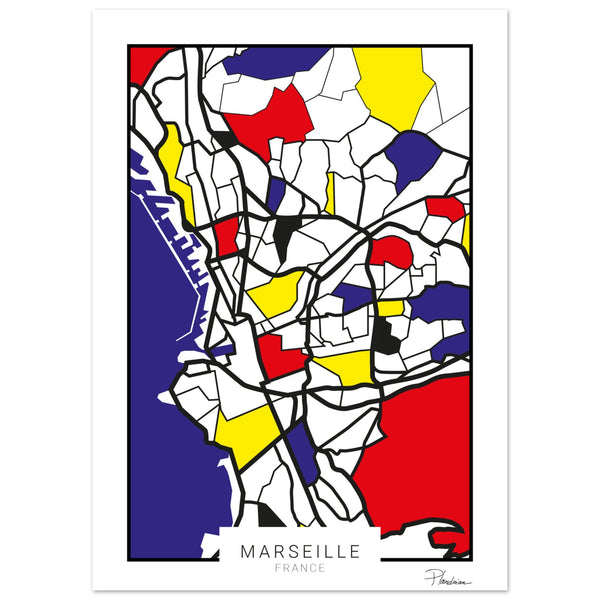 Poster de Marseille style Mondrian - Affiche décorative Plandrian