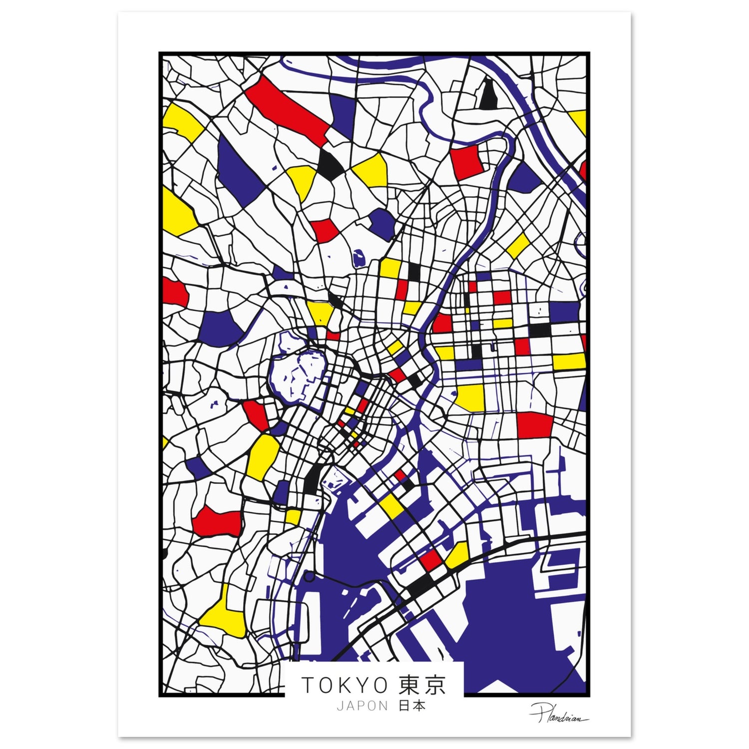 Poster de Tokyo style Mondrian - Affiche décorative Plandrian